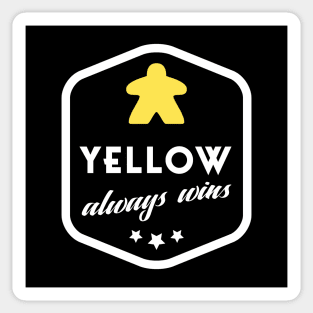 Yellow Always Wins Meeple Board Games Meeples and Roleplaying Addict - Tabletop RPG Vault Sticker